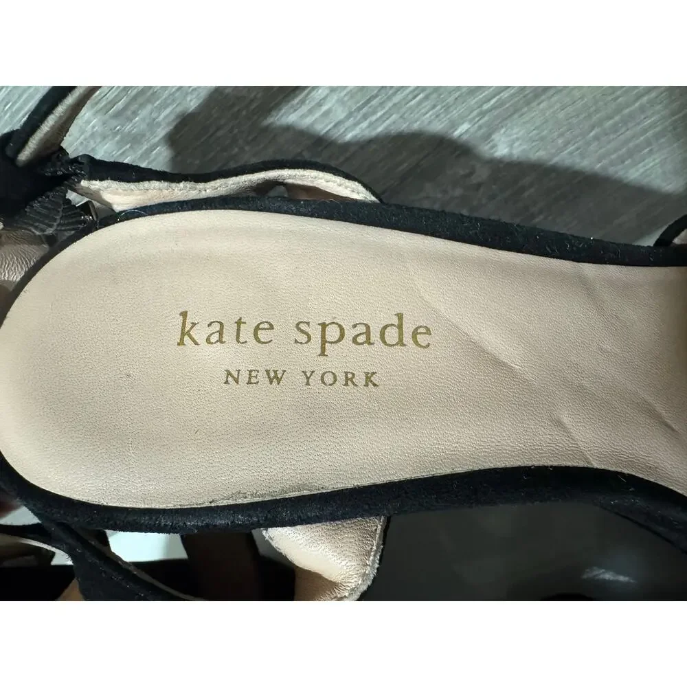 Kate Spade New York Black Suede Platform Sandals Heels Women’s Size 8.5B